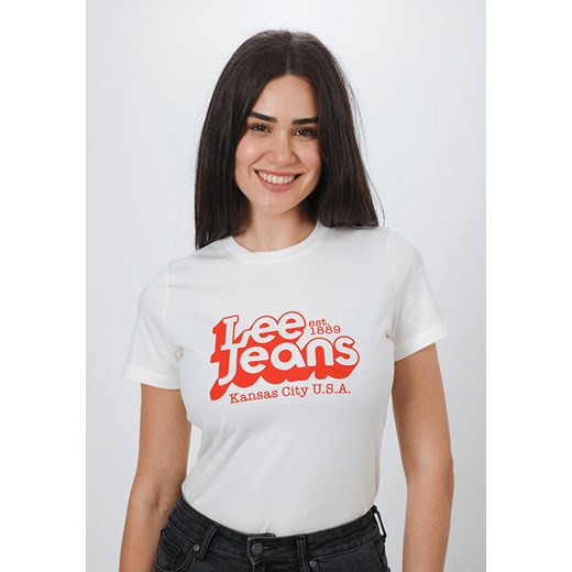 DAMSKI T-SHIRT LEE SLIM LOGO TEE WHITE CANVAS L44CEPRR 112109812 ze sklepu YouNeedit.pl w kategorii Bluzki damskie - zdjęcie 180311527