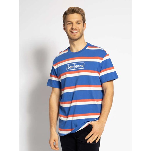 LEE SEASONAL STRIPE LOGO MĘSKI T-SHIRT RELAXED FIT SUMMER BLUE L61FBSNJ 112113836 ze sklepu YouNeedit.pl w kategorii T-shirty męskie - zdjęcie 180312079