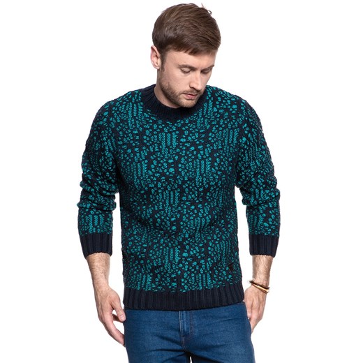 MĘSKI SWETER WRANGLER JACQUARD KNIT DARK NAVY W8641QHAE 112132343 ze sklepu YouNeedit.pl w kategorii Swetry męskie - zdjęcie 180312615