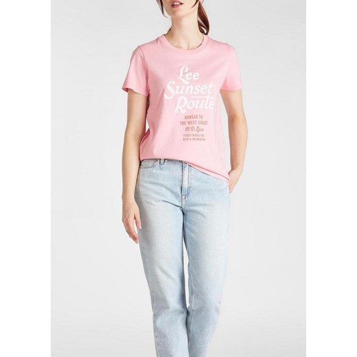 LEE GRAPHIC TEE DAMSKI T-SHIRT KOSZULKA NADRUK REGULAT FIT LA PINK L41AEPNL 112108857 ze sklepu YouNeedit.pl w kategorii Bluzki damskie - zdjęcie 180313457
