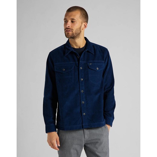 LEE LOCO PATCH OVERSHIRT RELAXED FIT MĘSKA KOSZULA SZTRUKSOWA WASHED BLUE Lee M YouNeedit.pl