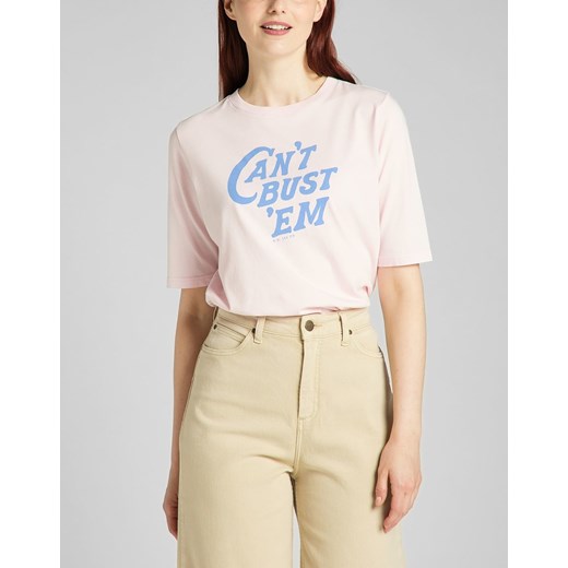 LEE HALF SLEEVE TEE DAMSKI T-SHIRT KOSZULKA NADRUK LOGO PALE LILAC L41ZEPSU 112140063 ze sklepu YouNeedit.pl w kategorii Bluzki damskie - zdjęcie 180314205