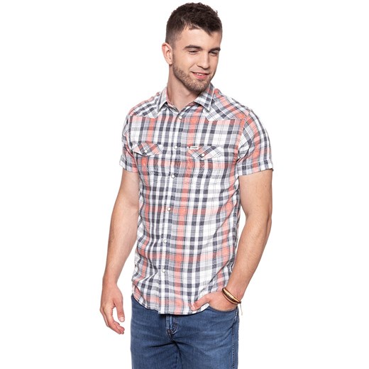KOSZULA MĘSKA KRÓTKI RĘKAW WRANGLER SS WESTERN SHIRT GLOW ORANGE W5A246D48 112129999 ze sklepu YouNeedit.pl w kategorii Koszule męskie - zdjęcie 180315535