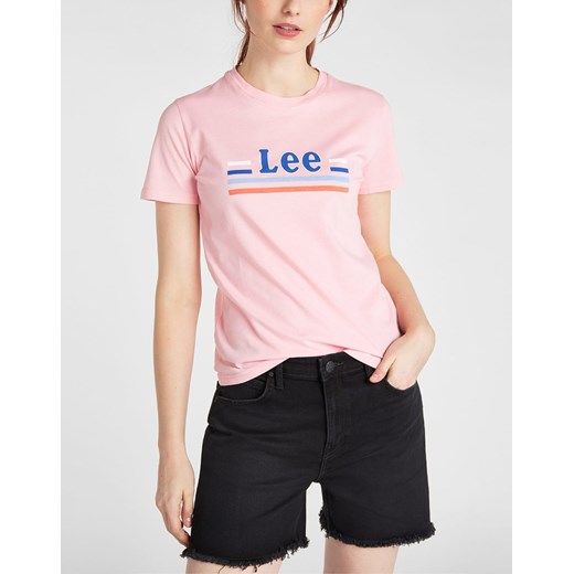 T-SHIRT DAMSKI LEE ESSENTIAL SLIM TEE SLIM FIT LA PINK L41HEPNL 112108965 ze sklepu YouNeedit.pl w kategorii Bluzki damskie - zdjęcie 180315807