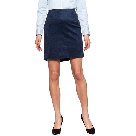 SPÓDNICA JEANSOWA TOM TAILOR FAKE VELOUR LEATHER SKIRT DEEP NAVY BLUE ze sklepu YouNeedit.pl w kategorii Spódnice - zdjęcie 180316396