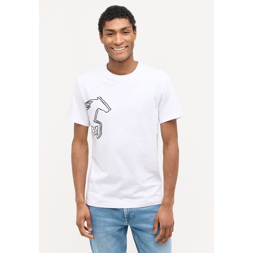 MĘSKA KOSZULKA MUSTANG Austin T-shirt NADRUK LOGO Bright White 1015056 2007 Mustang L YouNeedit.pl
