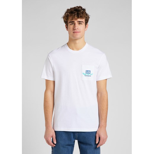 LEE BEST CHOICE TEE MĘSKI T-SHIRT KOSZULKA LOGO NADRUK BRIGHT WHITE L65GFELJ 112145352 ze sklepu YouNeedit.pl w kategorii T-shirty męskie - zdjęcie 180317957