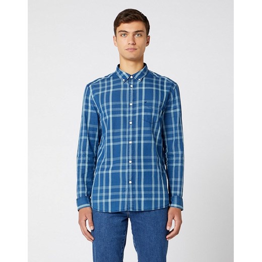 KOSZULA MĘSKA WRANGLER LS 1PKT BUTTON DOWN BLUE TOPAZ W5A36CB12 112130014 ze sklepu YouNeedit.pl w kategorii Koszule męskie - zdjęcie 180319175