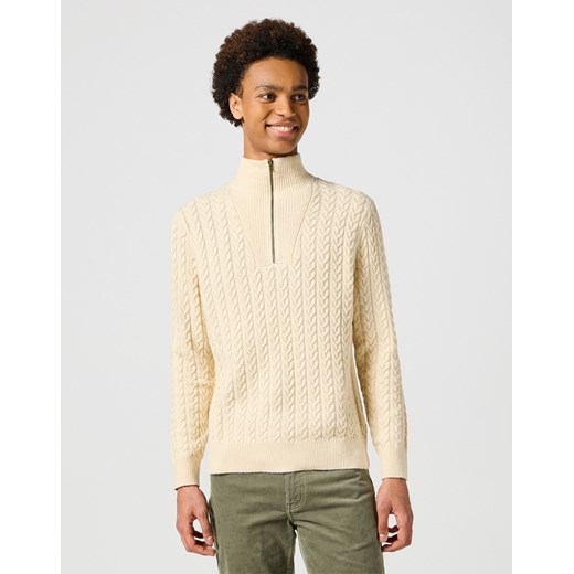 MĘSKI SWETER WRANGLER HALF ZIP KNIT ECRU 112357290 ze sklepu YouNeedit.pl w kategorii Swetry męskie - zdjęcie 180320379