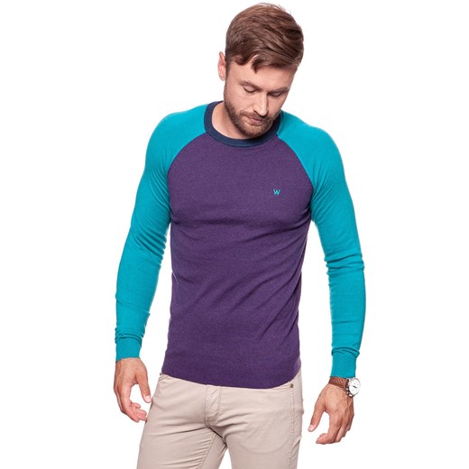MĘSKI SWETER WRANGLER RAGLAN KNIT PURPLE PENNANT W86152PWT 112132310 ze sklepu YouNeedit.pl w kategorii Swetry męskie - zdjęcie 180320479