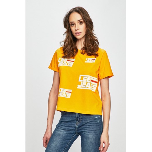 LEE CROPPED GRAPHIC DAMSKI T-SHIRT KOSZULKA RADIANT YELLOW L44TEPLG 112109987 ze sklepu YouNeedit.pl w kategorii Bluzki damskie - zdjęcie 180321947