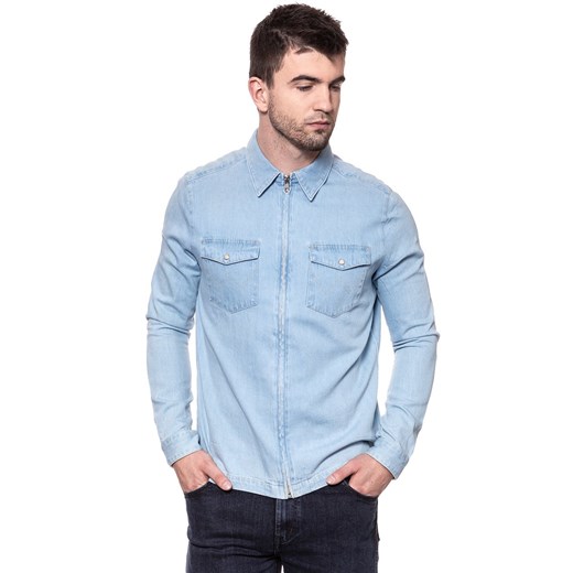 KOSZULA JEANSOWA MĘSKA WRANGLER SHACKET LIGHT INDIGO W5A031D4E 112129921 ze sklepu YouNeedit.pl w kategorii Koszule męskie - zdjęcie 180323087
