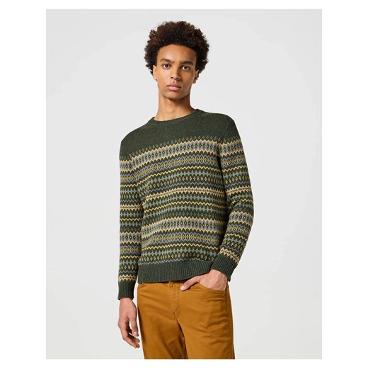 WRANGLER FAIRISLE SWEATER MĘSKI SWETER CIEPŁY VERDANT GREEN 112357294 W8F7014320 ze sklepu YouNeedit.pl w kategorii Swetry męskie - zdjęcie 180323188