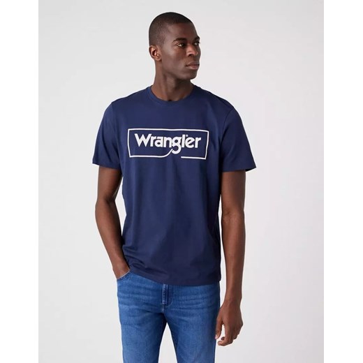 WRANGLER FRAME LOGO TEE MĘSKI T-SHIRT KOSZULKA NADRUK NAVY W70JD3114 112320768 ze sklepu YouNeedit.pl w kategorii T-shirty męskie - zdjęcie 180323316