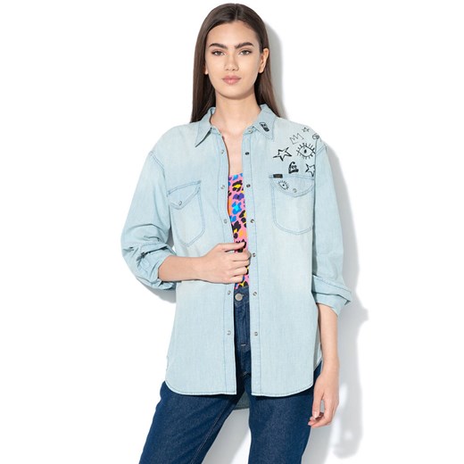 LEE OVERSIZED WESTERN DAMSKA KOSZULA JEANSOWA BLEACH DOODLE 112110292 ze sklepu YouNeedit.pl w kategorii Koszule damskie - zdjęcie 180324548