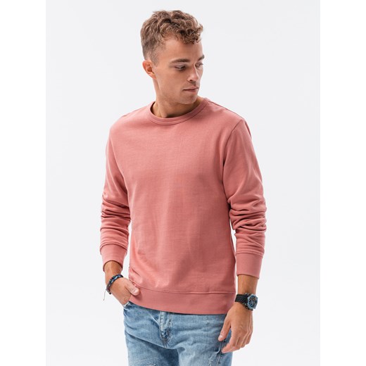 Bluza męska bez kaptura bawełniana - różowa B1146 ze sklepu ombre w kategorii Bluzy męskie - zdjęcie 180324815