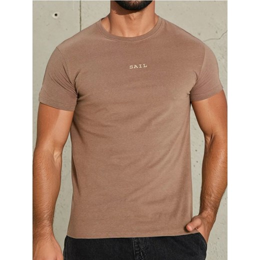 Sinsay - Koszulka z nadrukiem na plecach - brązowy ze sklepu Sinsay w kategorii T-shirty męskie - zdjęcie 180326735