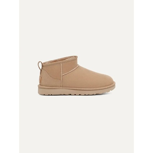 UGG Skórzane botki &quot;Classic Ultra Mini&quot; w kolorze beżowym ze sklepu Limango Polska w kategorii Śniegowce damskie - zdjęcie 180332386