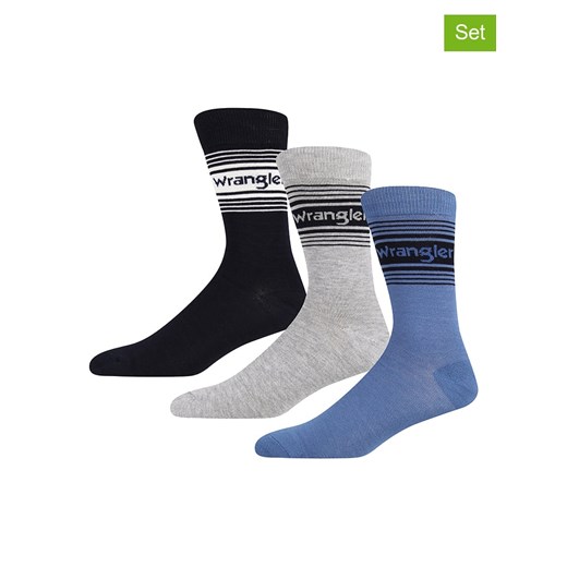 Wrangler Skarpety (3 pary) &quot;Hislop&quot; w kolorze czarnym, niebieskim i szarym ze sklepu Limango Polska w kategorii Skarpetki męskie - zdjęcie 180332448