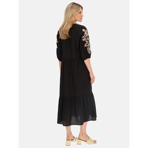 Czarna sukienka midi z haftowanymi rękawami Rino & Pelle Alberta Rino & Pelle 40 Eye For Fashion