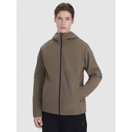 Męski softshell z kapturem 4F 4FWSS25TSOFM324 - brązowy ze sklepu Sportstylestory.com w kategorii Kurtki męskie - zdjęcie 180333859