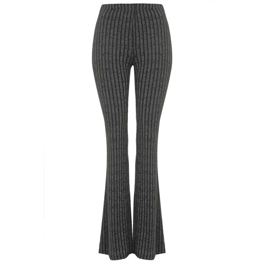 Jersey Ribbed Flare Trousers topshop szary 