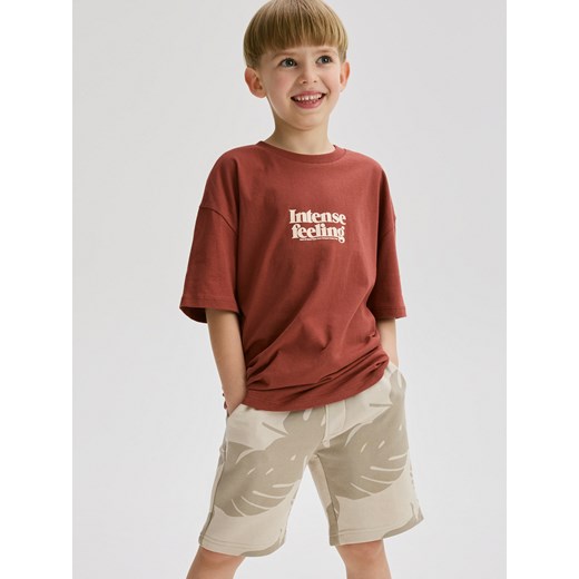 Reserved - Bawełniane szorty z nadrukiem - beżowy Reserved 152 (11 lat) Reserved