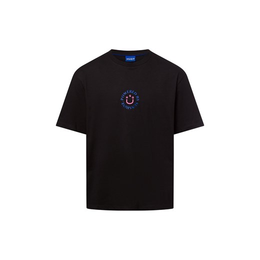 HUGO BLUE Koszulka męska - Napoka Mężczyźni Bawełna czarny jednolity ze sklepu vangraaf w kategorii T-shirty męskie - zdjęcie 180339345