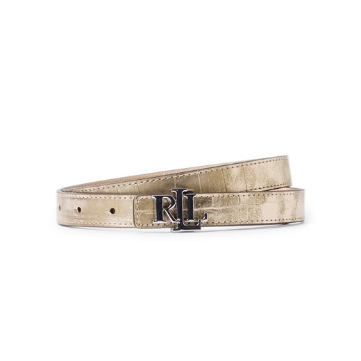 Lauren Ralph Lauren Damski pasek skórzany - PRE-SPRING Kobiety skóra piaskowy jednolity ze sklepu vangraaf w kategorii Paski damskie - zdjęcie 180339426