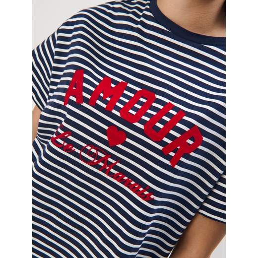 Mohito - T-shirt w paski - granatowy ze sklepu Mohito w kategorii Bluzki damskie - zdjęcie 180339868