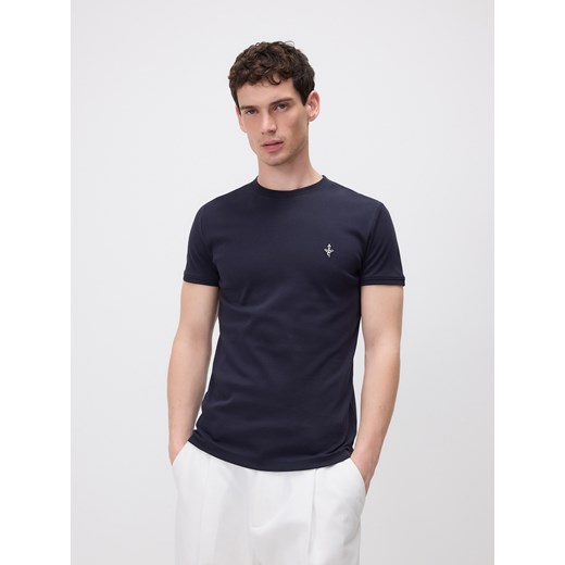 Reserved - Bawełniany t-shirt slim fit - granatowy ze sklepu Reserved w kategorii T-shirty męskie - zdjęcie 180340807