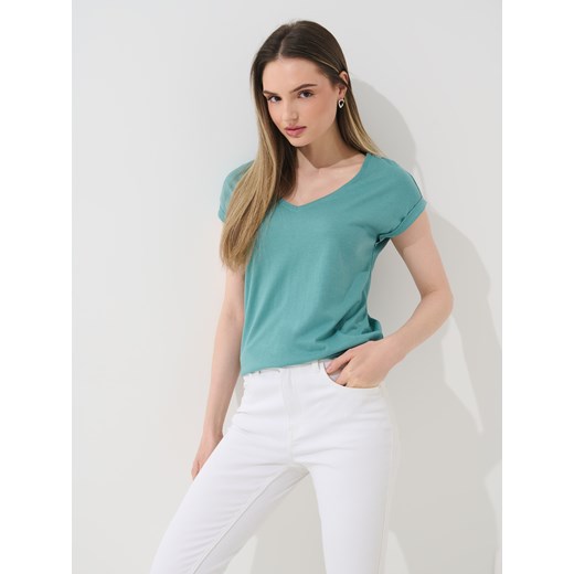 Mohito - T-shirt z krótkim rękawem - turkusowy ze sklepu Mohito w kategorii Bluzki damskie - zdjęcie 180342659