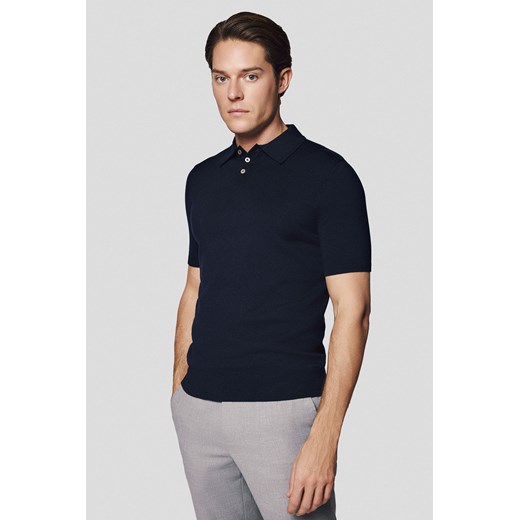 Koszulka Polo Ciemnogranatowa z Wiskozą Nils ze sklepu Lancerto S.A. w kategorii T-shirty męskie - zdjęcie 180342668