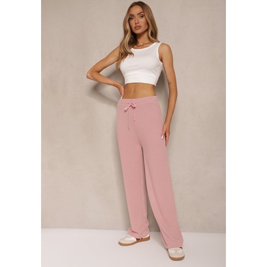 Różowe Spodnie o Szerokim Kroju High Waist Savianne ze sklepu renee.pl w kategorii Spodnie damskie - zdjęcie 180343469