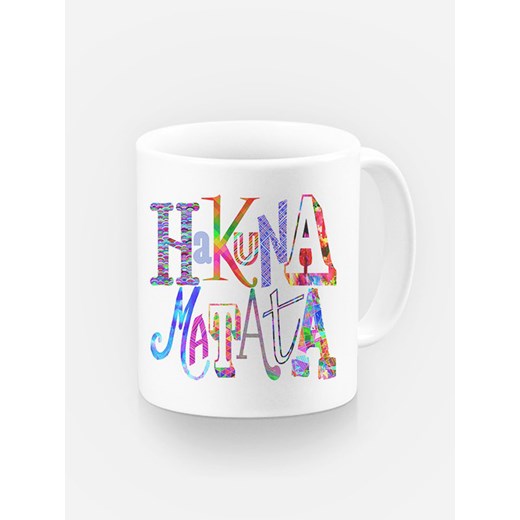 WOOOP Kubek &quot;Hakuna Matata Color&quot; w kolorze białym ze wzorem - 330 ml ze sklepu Limango Polska w kategorii Kubki - zdjęcie 180344106