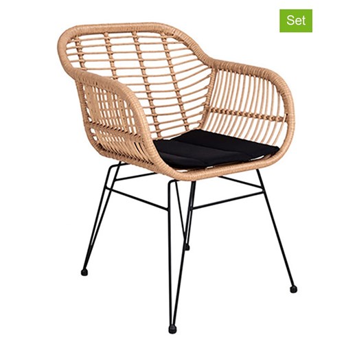 House Nordic Krzesła (2 szt.) w kolorze beżowo-czarnym - 60 x 82 x 57 cm ze sklepu Limango Polska w kategorii Krzesła biurowe - zdjęcie 180344438