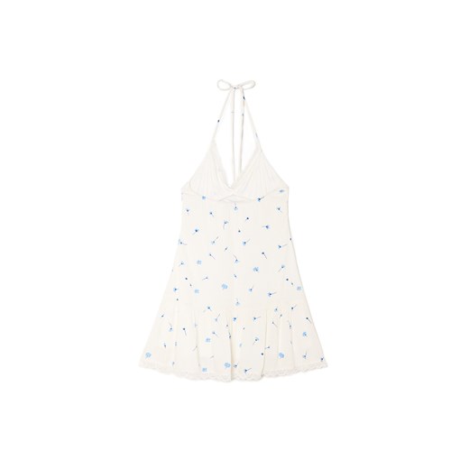 Cropp - Biała sukienka mini w kwiaty - biały Cropp M Cropp