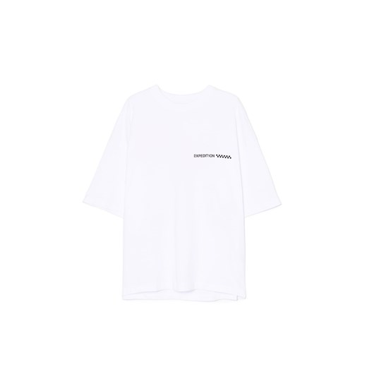 Cropp - Biały T-shirt z motywem dinozaura - biały ze sklepu Cropp w kategorii T-shirty męskie - zdjęcie 180348309