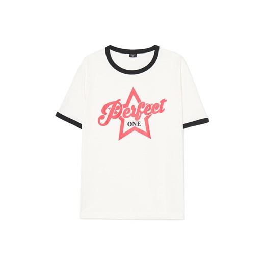 Cropp - T-shirt z motywem gwiazdy - kremowy ze sklepu Cropp w kategorii T-shirty męskie - zdjęcie 180348318