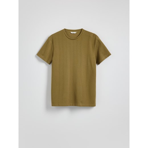 Reserved - T-shirt regular ze strukturalnej dzianiny - jasnozielony Reserved L Reserved