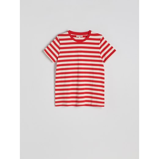 Reserved - Bawełniany t-shirt w paski - czerwony Reserved S Reserved