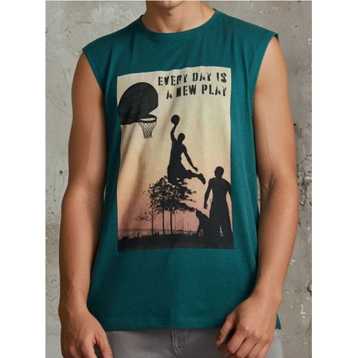 Sinsay - Tank top z motywem koszykówki - zielony ze sklepu Sinsay w kategorii T-shirty męskie - zdjęcie 180350326