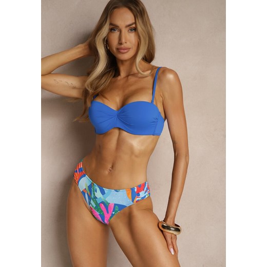 Niebieskie Bikini Marszczony Biustonosz i Majtki Typu Figi Salenthia ze sklepu renee.pl w kategorii Stroje kąpielowe - zdjęcie 180350566