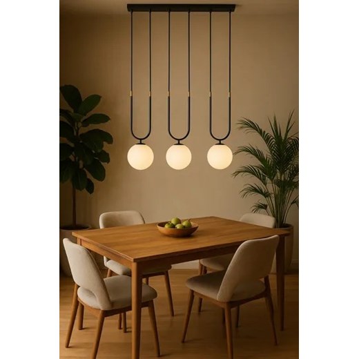 Czarno-biała lampa wisząca trzypunktowa - J044-Koseta Lumes One Size Edinos.pl