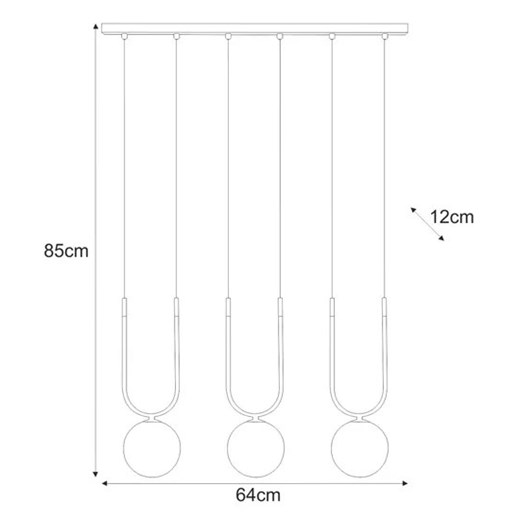 Czarno-biała lampa wisząca trzypunktowa - J044-Koseta Lumes One Size Edinos.pl