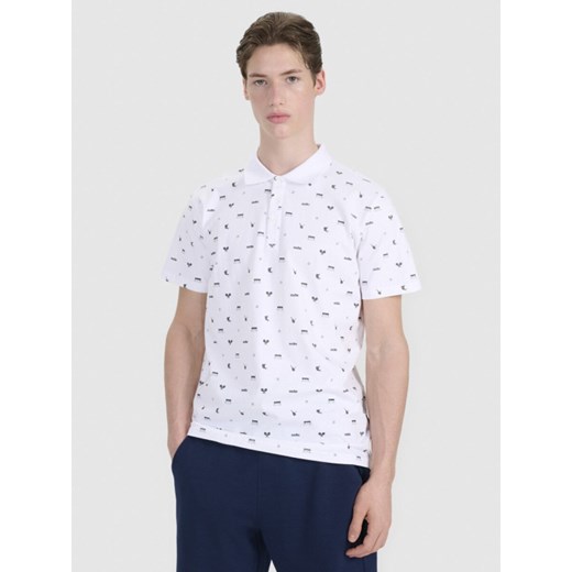 Męska koszulka polo 4F 4FRSS25TPTSM657 - biała ze sklepu Sportstylestory.com w kategorii T-shirty męskie - zdjęcie 180356577