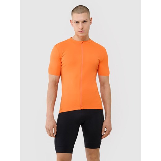Męska koszulka rowerowa 4F 4FWSS25TFTSM1285 - pomarańczowa ze sklepu Sportstylestory.com w kategorii T-shirty męskie - zdjęcie 180356617
