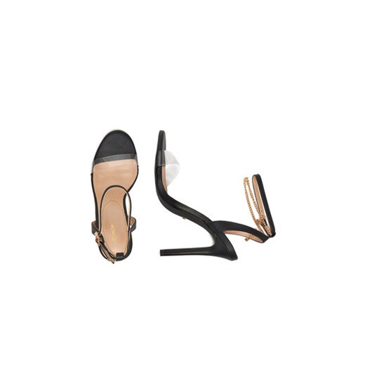 Czarne sandały damskie DeeZee na szpilce z klamrą 