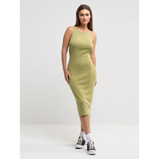 Sukienka damska midi khaki Maxinassara 303 ze sklepu Big Star w kategorii Sukienki - zdjęcie 180360397