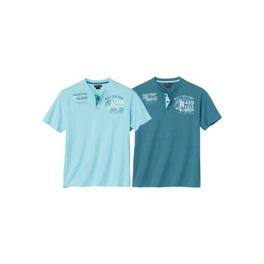 Zestaw 2 koszulek z dekoltem z guzikami Calvi ze sklepu Atlas For Men w kategorii T-shirty męskie - zdjęcie 180361739